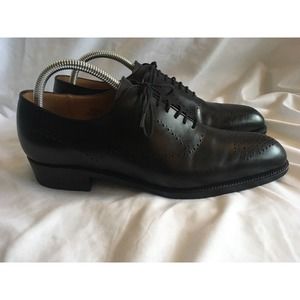 J M Weston 6D / 40 /8 Perforated Savile Oxford Black Leather Lace Up France